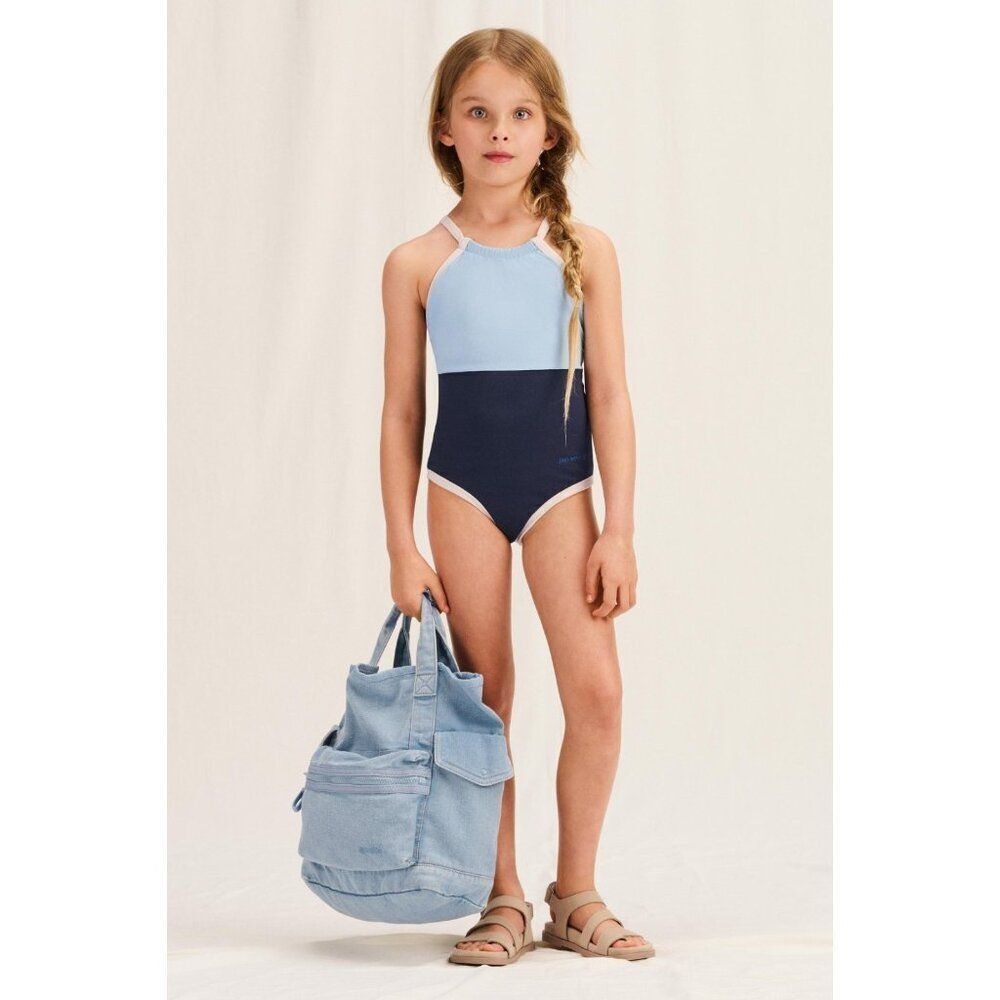 Zara SRLPS Kids One-Piece Swimsuit 6-7 Years Blue Crisscross Straps 2761/603 NWT